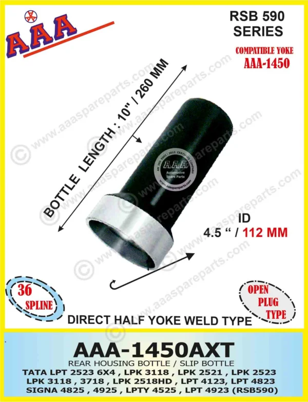 Bottle LPT 3723 / LPT 2523 / LPK 3118 / LPK 2521 (RSB 590) (INTERAXLE) DIRECT HALF YOKE WELD TYPE) TEFFLON COATED