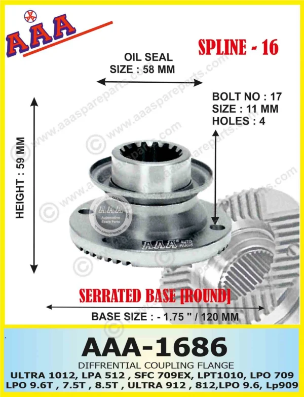 Diff Flange TATA 709, 909, 1109 N/M, TATA ULTRA LPO 9.6T, LPO 7.5, LPO 8.5, LP 9.6 ULTRA 912, 812, 1012 X-SERRATED TYPE