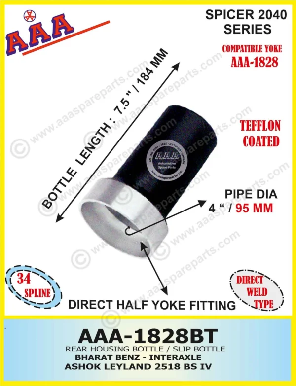 Bottle TATA LPS 4021, 5252, 1625, 1623, AL 3518, MAHINDRA NAVISTAR 4026, 49TR TEFFLON COATED [DIRECT HALF YOKE WEILD TYPE]