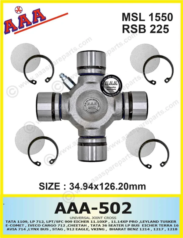 UNIVERSAL JOINT CROSS-LEYLAND TUSKER/ MSL TYPE/ HINO 1613 SPICER/ EICHER 20.16 JUMBO